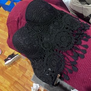 Bohemian crop top, black fringe